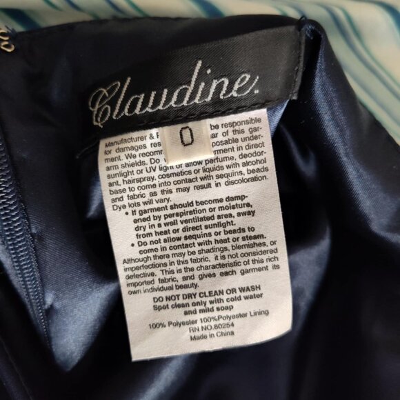 Claudine Mock Neck Party Formal Jumpsuit Blue Size 0 - Picture 3 of 10